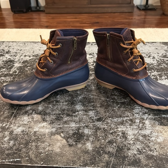Sperry Navy/Brown Waterproof Saltwater Duck Boots Size 8.5 - Picture 6 of 8